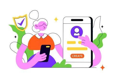 Create Account Vector Illustration Featuring User Registration, Online Sign.. Stock Illustration