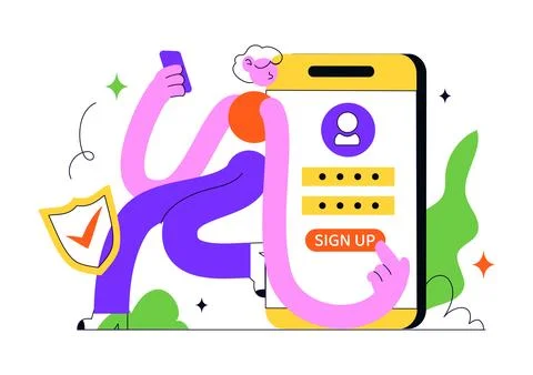 Create Account Vector Illustration Featuring User Registration, Online Sign.. Stock Illustration