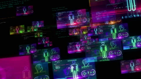 Create and code new game on screens Stock Footage 159910012