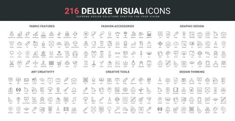 Create and share ideas and authors vision, design tool, fabric feature line icon Stock Illustration