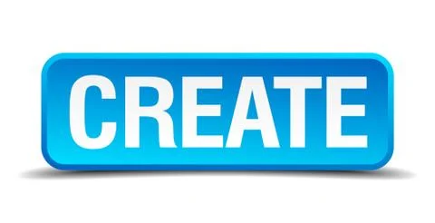 Create blue 3d realistic square isolated button Illustrazione stock