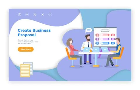 Create Business Proposal, Website with Text Info Stock Illustration