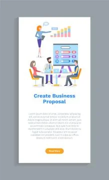 Create Business Proposal, Worker and Laptop Vector Stock Illustration