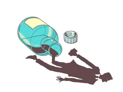 Create a character for a book or screenplay using ink. Dependence of a person on Stock Illustration