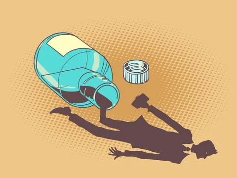 Create a character for a book or screenplay using ink. Dependence of a person on Stock Illustration