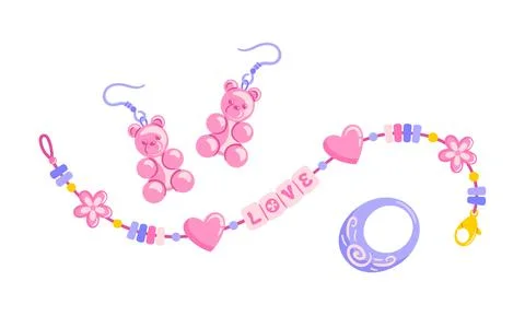 Create a charming DIY bracelet with letter beads spelling love and heart de.. Stock Illustration