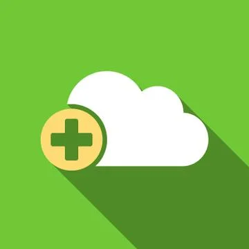 Create Cloud Flat Long Shadow Square Icon Illustrazione stock