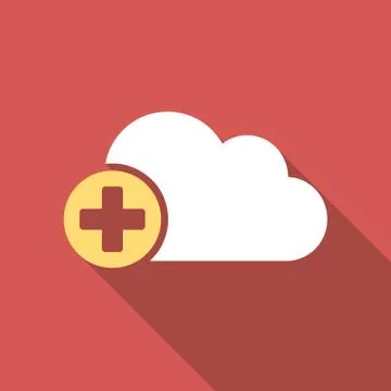 Create Cloud Flat Square Icon with Long Shadow イラスト素材