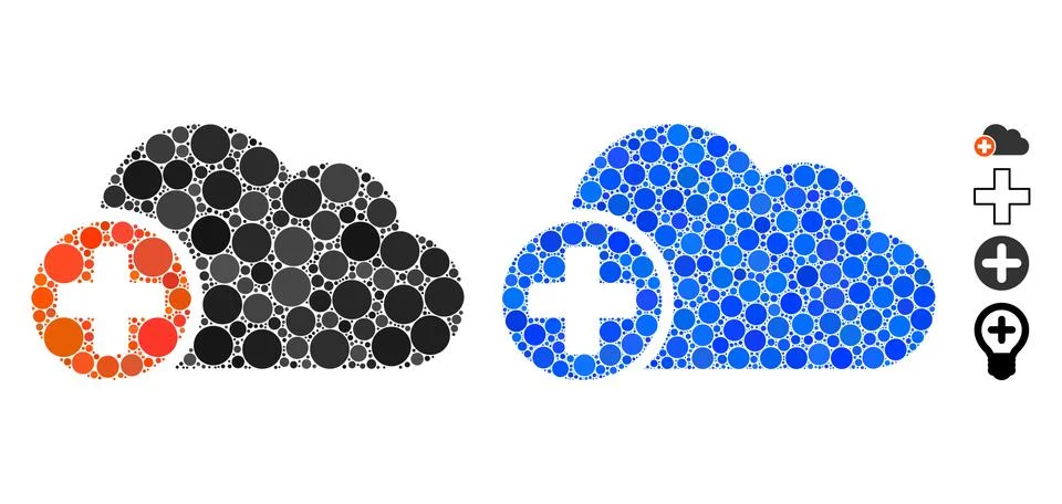 Create Cloud Mosaic Icon of Round Dots Stock Illustration