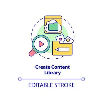 Create content library concept icon Stock Illustration
