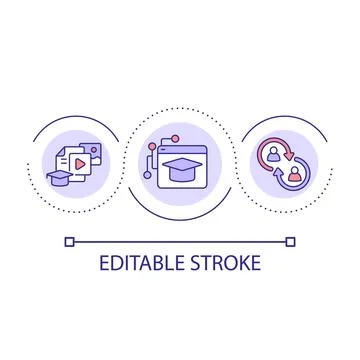 Create content for online lessons loop concept icon Stock Illustration