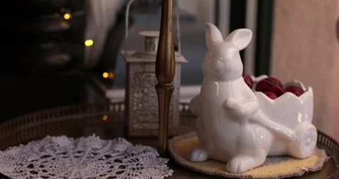 Create cozy Easter decorations for your home with charming Easter home decor Stock Footage 306060976