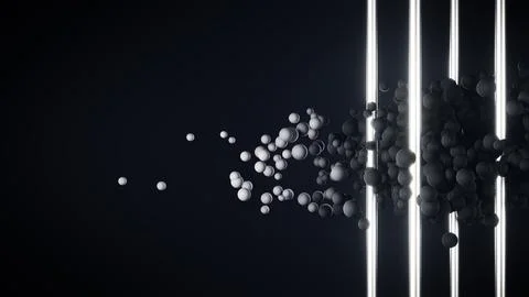 Create digital art with moving particles and vertical lights for a futuristic Ilustración de archivo