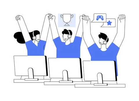 Create e-sport team isolated cartoon vector illustrations. Ilustración de archivo