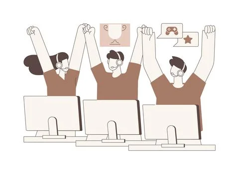 Create e-sport team isolated cartoon vector illustrations. Ilustración de archivo