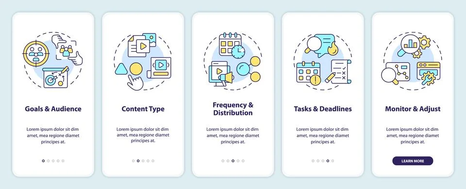 Create editorial calendar onboarding mobile app screen Ilustración de archivo