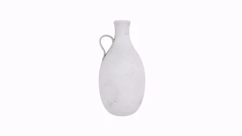 Create an elegant 3D rendering of a simple white ceramic vase design Stock Footage 297584348