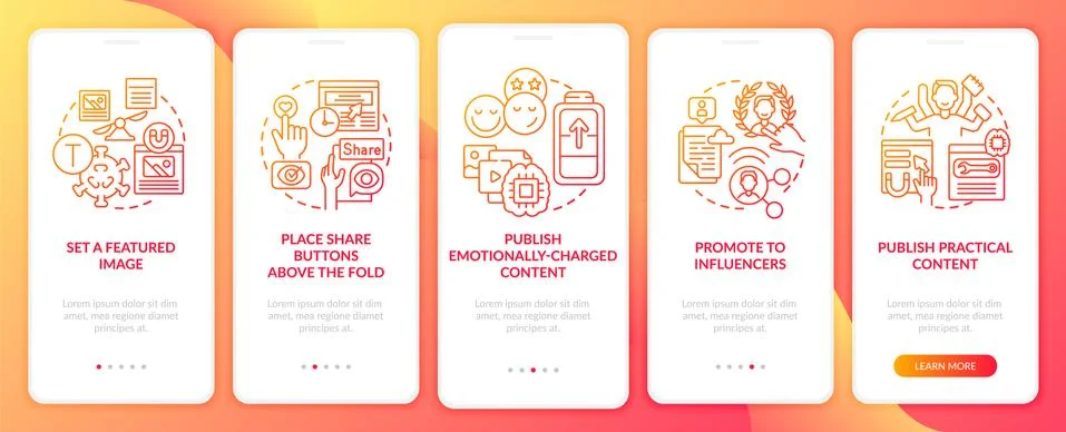 Create engaging content tips onboarding mobile app page screen 库存插图