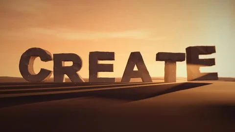 Create Eroded 3D Stone Text at Desert Sunset 스톡 일러스트