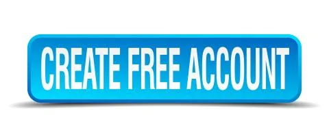 Create free account blue 3d realistic square isolated button Illustrazione stock