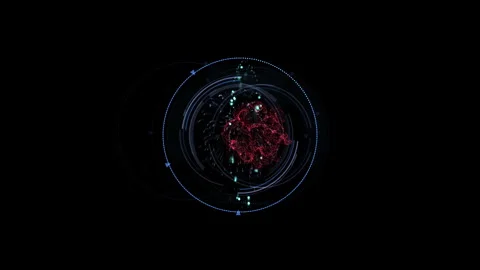 Create a futuristic digital HUD with glowing particles for cyber tech, using Stock Footage 276969398