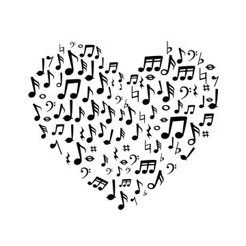 Create a heart shape with musical notes, Heart shape of Music Notes Drawing イラスト素材