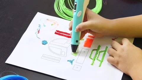 Create helicopter with the 3D pen Stock Footage 88134078