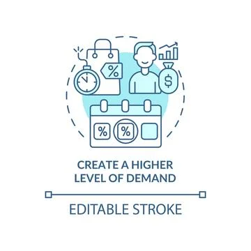 Create higher level of demand turquoise concept icon Stock Illustration
