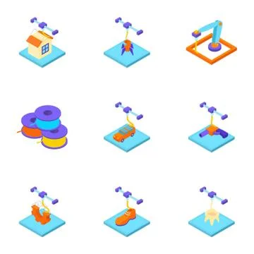 Create a home icons set, isometric style Stock Illustration