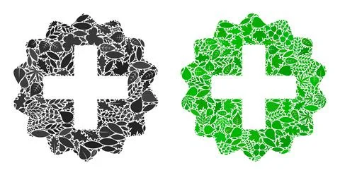 Create Icon Botany Collage of Leaves Stock Illustration