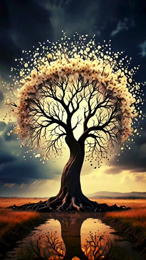 Create an image that visually captures the essence of impermanence. The scen Stock Footage 296979724