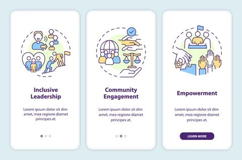 Create inclusive environment onboarding mobile app screen 库存插图