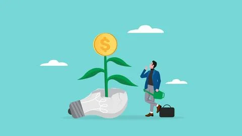 Create income with knowledge concept illustration. never give up and fix mi.. Stock Illustration