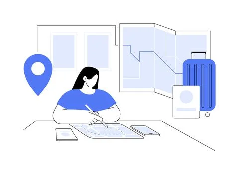 Create itinerary isolated cartoon vector illustrations. Ilustración de archivo