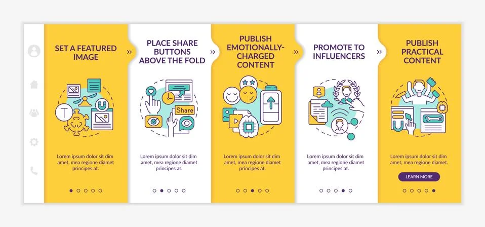 Create magnetic content tips onboarding vector template Ilustración de archivo