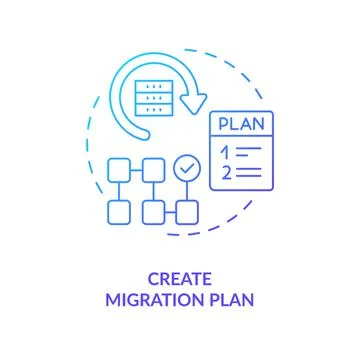 Create migration plan blue gradient concept icon Stock Illustration