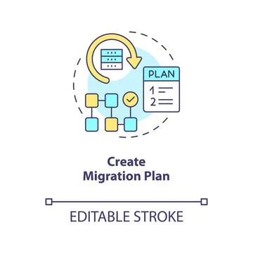 Create migration plan concept icon Illustrazione stock
