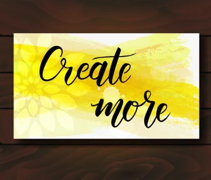 Create more hand lettering on card with watercolor abstract background. On wo Stock Illustration