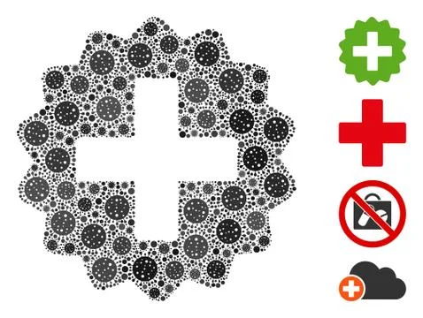 Create Mosaic of Covid Virus Elements Stock Illustration