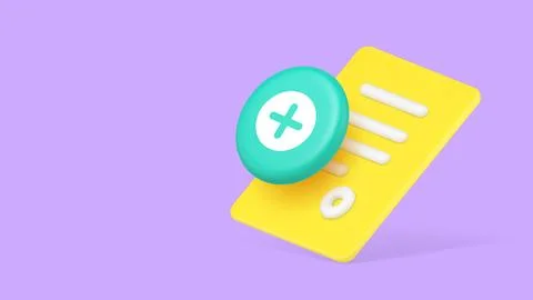 Create new contract agreement document paper letter 3d icon banner copy space Stock Illustration