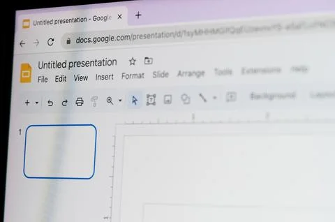 Create new google presentation page Stock Photos