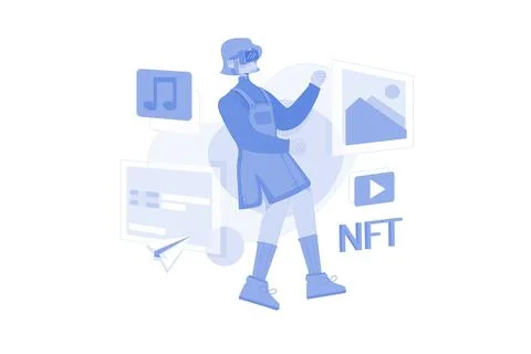 Create NFT Using VR Tech Stock Illustration