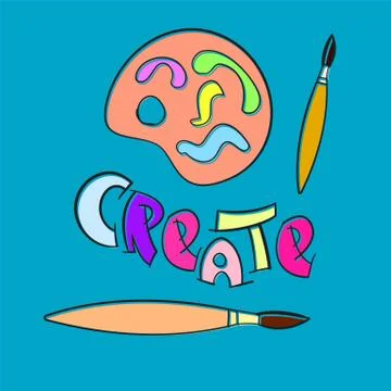 Create paint brush palette craft hobby Stock Illustration