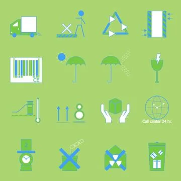 Create parcel color sign on green background Stock Illustration