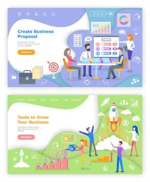 Create Proposal, Tools to Grow Business Web Pages Stock Illustration