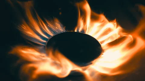 Create sparks by flint is ignited gas on the stove in the dark. Slow mo, slo mo Stock Footage 64700982