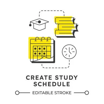 Create study schedule modern linear concept icon 库存插图