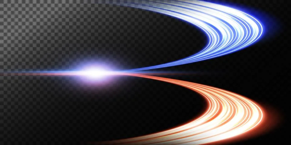 Create Stunning Dynamic Light Trails on a Dark Background for Innovative and Ilustração Stock
