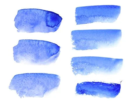 Create stylish projects with blue watercolor brush strokes on white background Stock Illustration