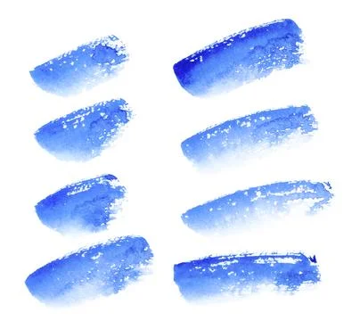 Create stylish projects with blue watercolor brush strokes on white background Stock Illustration